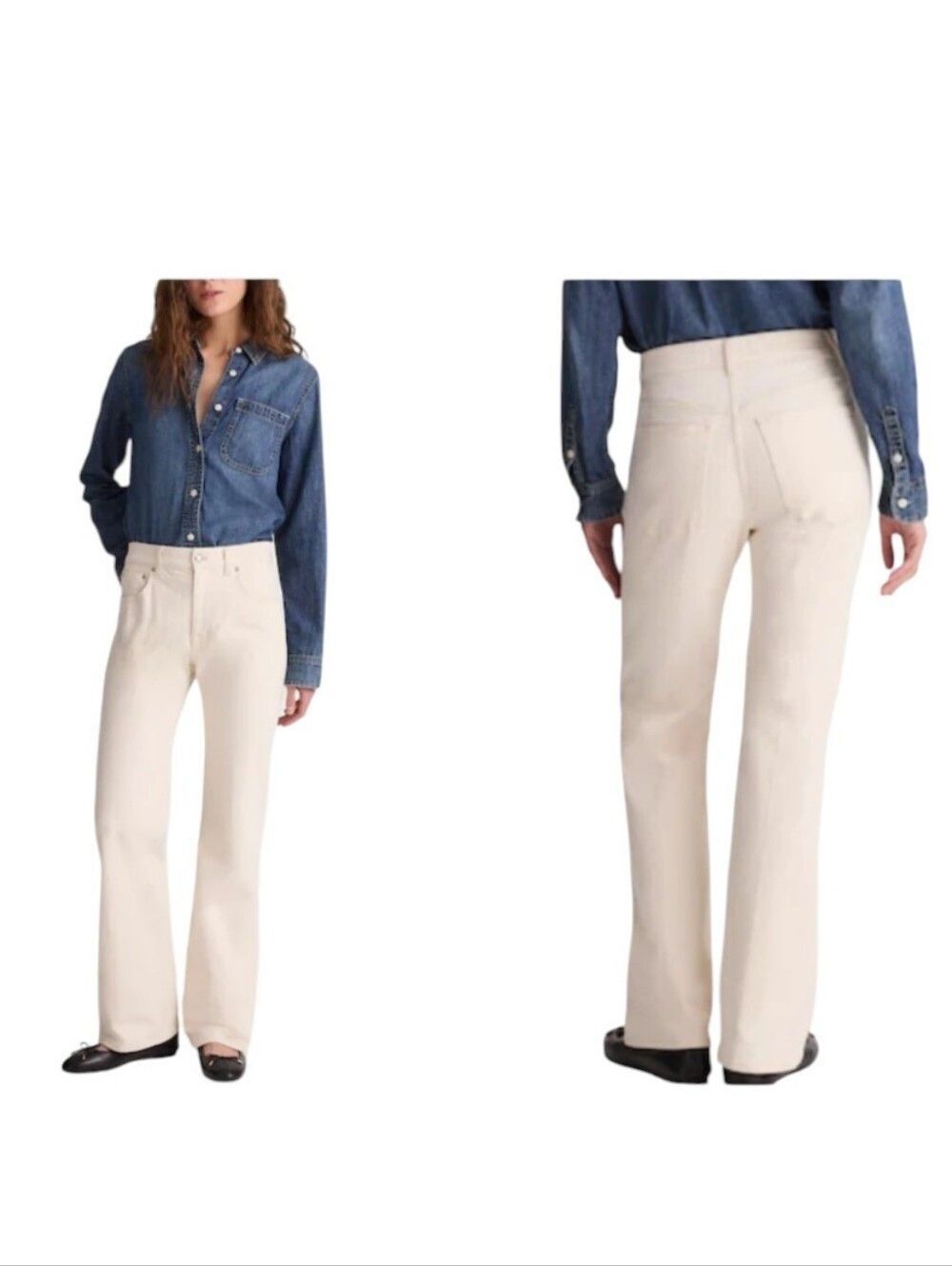 NWT Madewell Relaxed Bootcut Jeans Vintage Canvas Cream Ivory White Denim 25